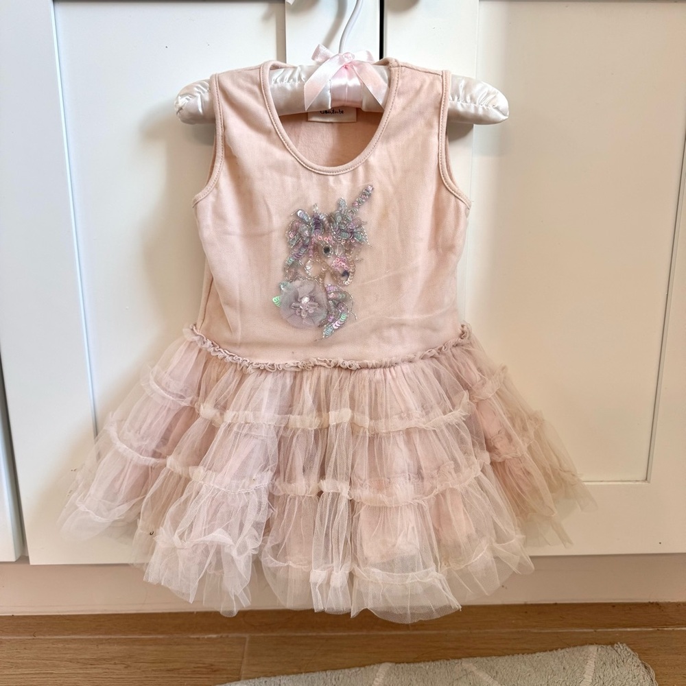 Ooh! La, La! Couture Tulle Dress with Sequin Unicorn Design